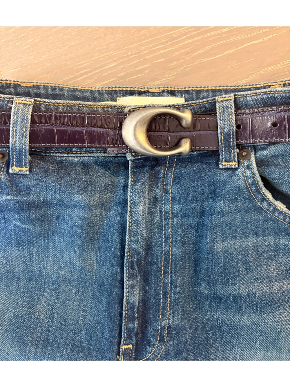 Coach Belt with Silver Buckle